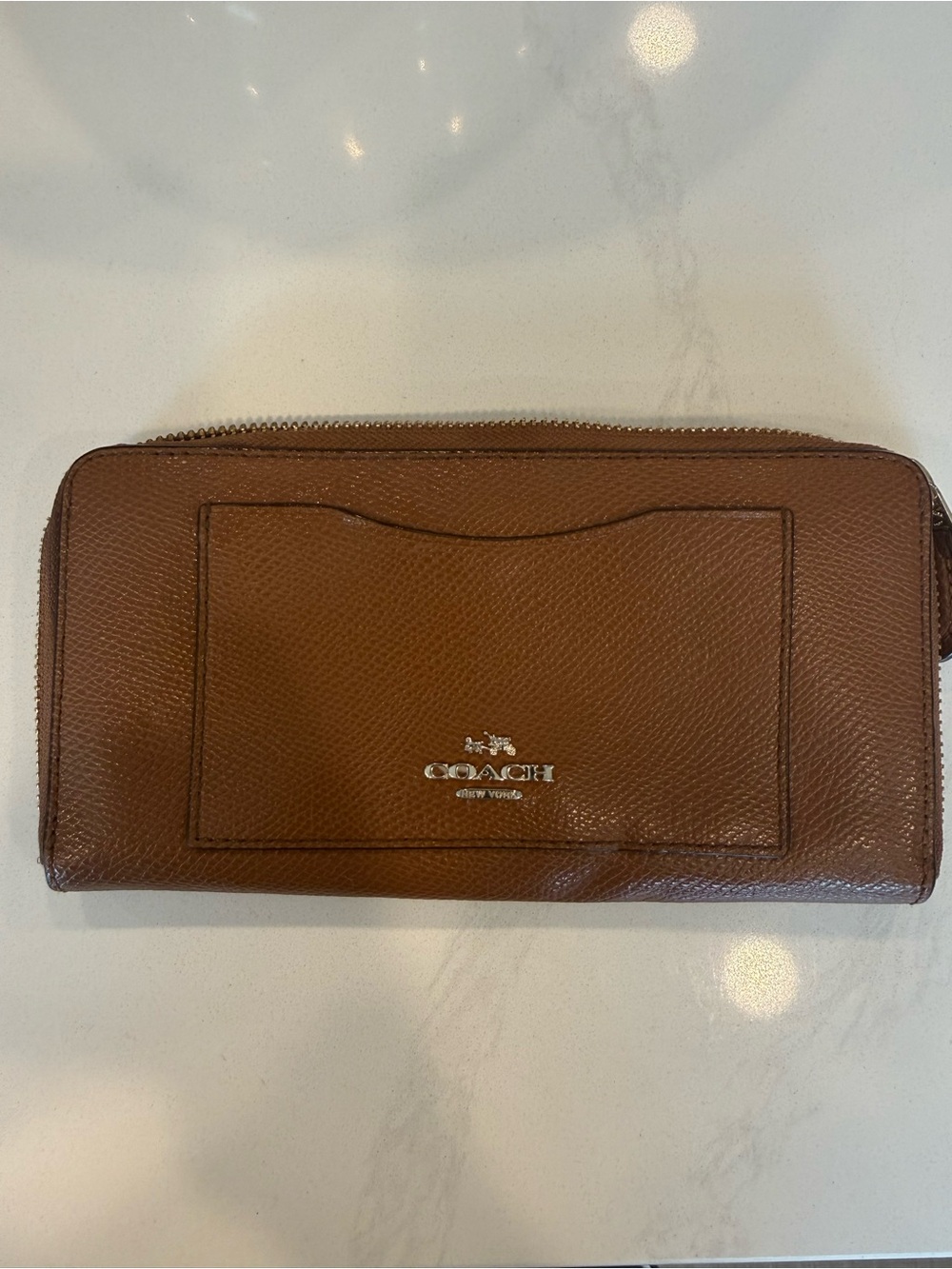 Coach Accordion Saddle Zip Around  Wallet